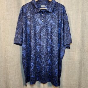 Ben Hogan Performance Big & Tall Polo Men's 3XL Blue Floral Travel Golf Vacation